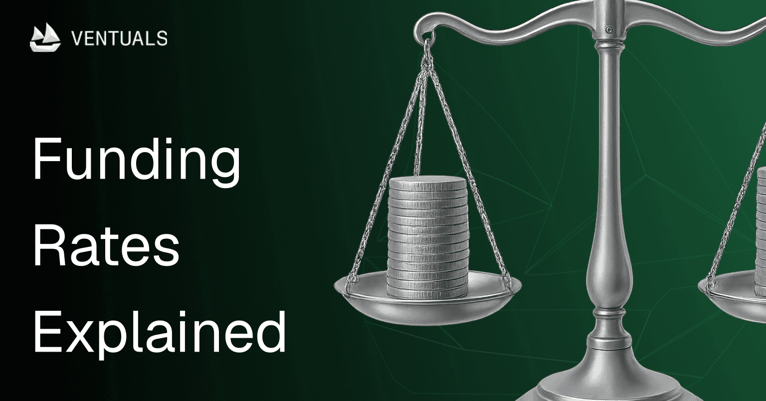 A pair of brass balance scales tipped slightly to one side with stacks of silver coins on each pan — representing the recurring transfer between longs and shorts that the funding rate mediates